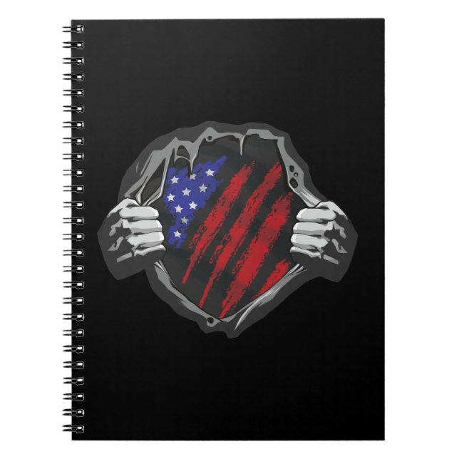 Cuaderno Bandera de vestir de superhéroes de Estados Unidos (Frente)