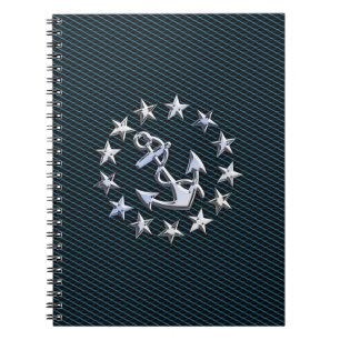 Cuaderno Bandera de yate de estilo cromado azul en la impre