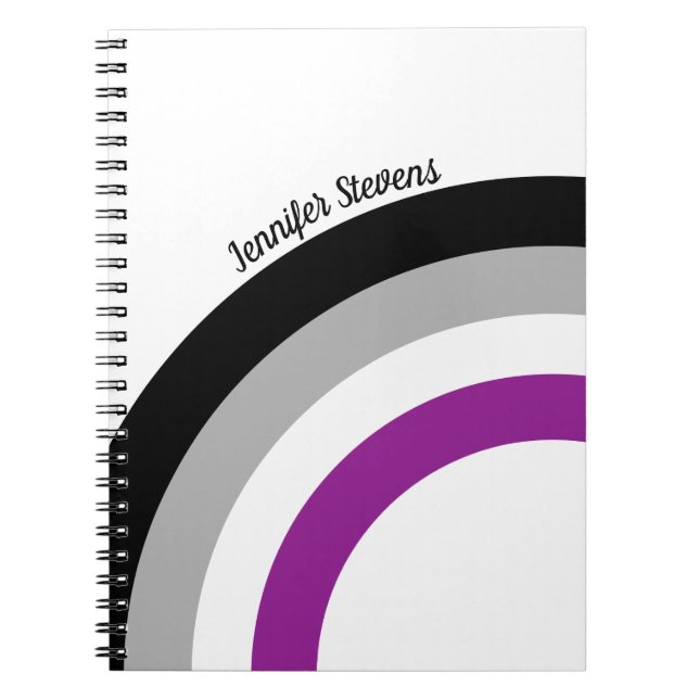 Cuaderno Bandera del orgullo asexual Personalizable arcoiri (Frente)
