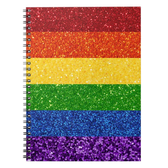 Cuaderno Bandera del orgullo gay Purpurina LGBT (Frente)