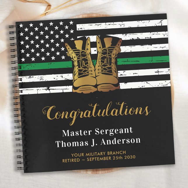 Cuaderno Bandera delgada línea verde militar retirada invit (Subido por el creador)