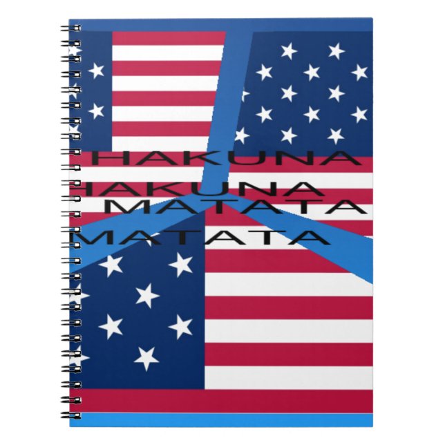 Cuaderno Bandera estadounidense con Hakuna Matata: Diseño p (Frente)