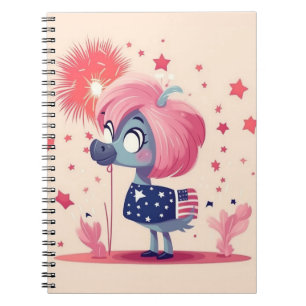 Cuaderno Bandera estadounidense con Personalizado Flamingo-