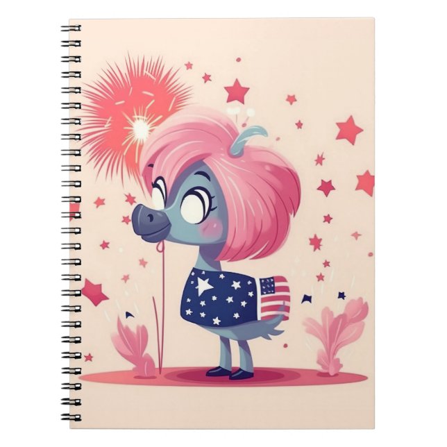 Cuaderno Bandera estadounidense con Personalizado Flamingo- (Frente)