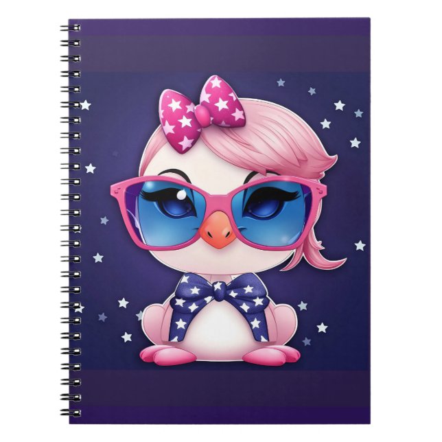Cuaderno Bandera estadounidense con Personalizado Flamingo- (Frente)