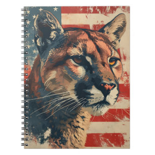 Cuaderno Bandera estadounidense de la montaña Cougar Vintag