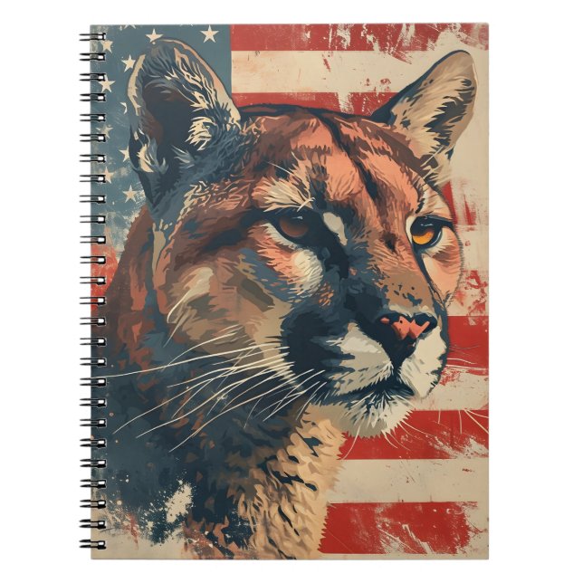 Cuaderno Bandera estadounidense de la montaña Cougar Vintag (Frente)