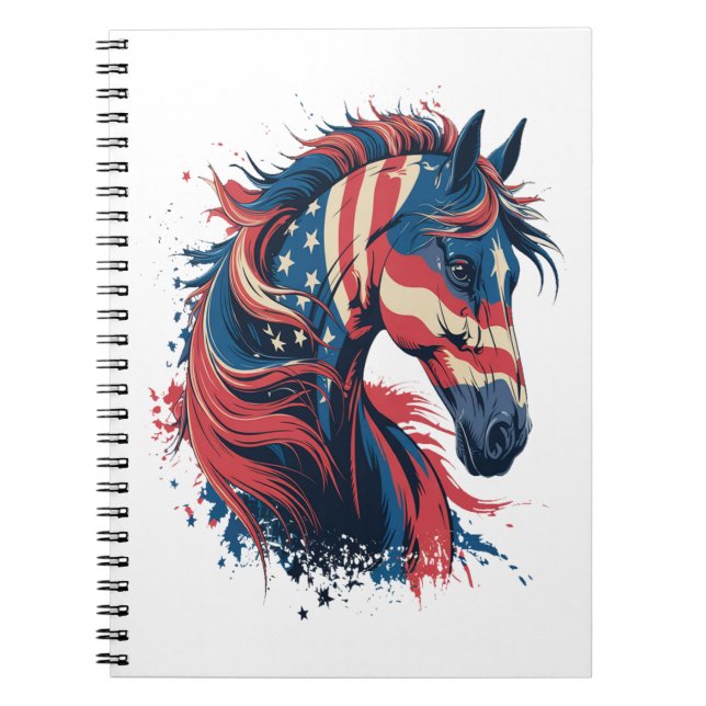 Cuaderno Bandera estadounidense del caballo (Frente)
