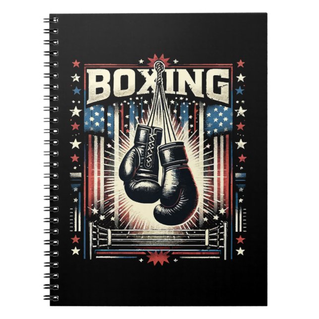 Cuaderno Bandera estadounidense en problemas de boxeo - Box (Frente)