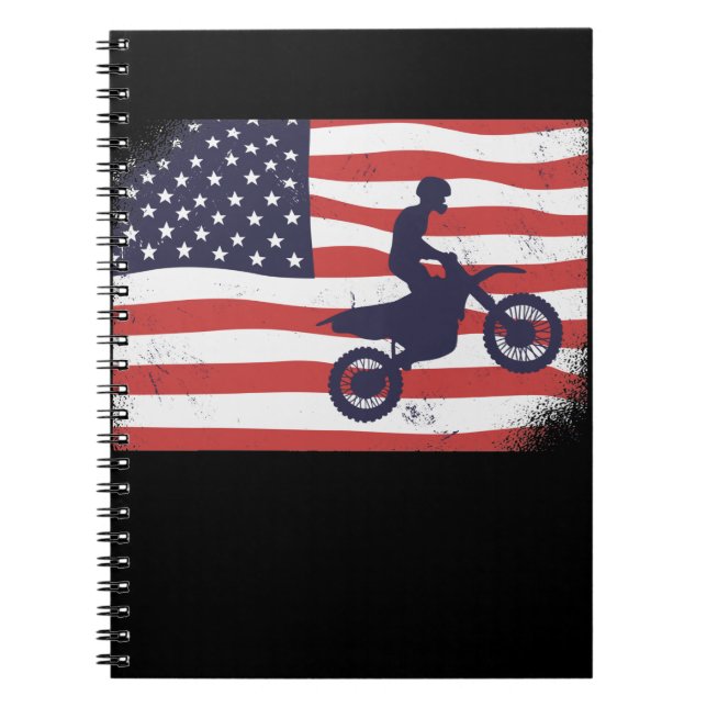 Cuaderno Bandera estadounidense Motocross (Frente)