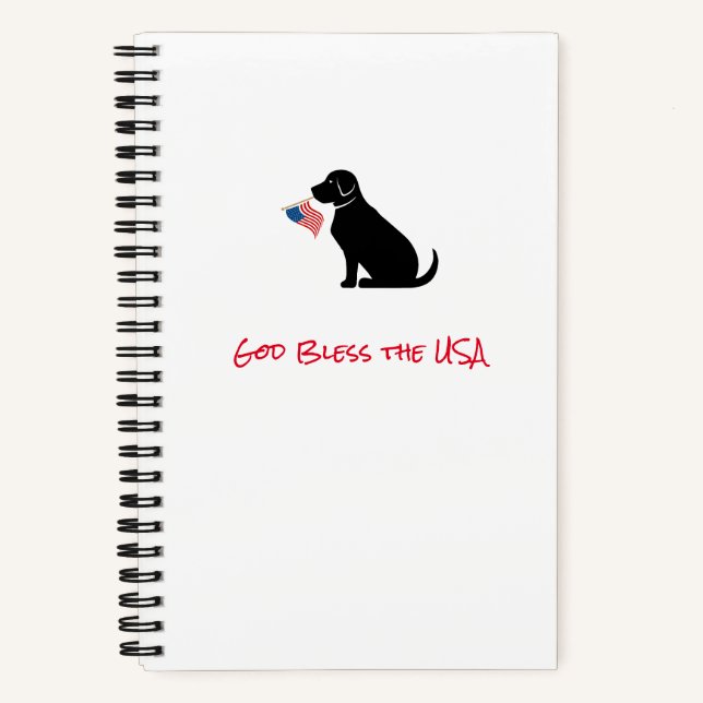 Cuaderno Bandera estadounidense Patriótica Black Lab Dog Si (Anverso)