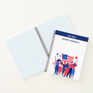 Cuaderno Bandera estadounidense personalizada patriótica EE