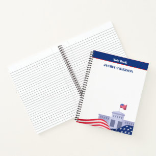 Cuaderno Bandera estadounidense personalizada patriótica EE