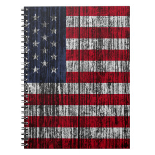 Cuaderno Bandera estadounidense pintada en el fondo de la c