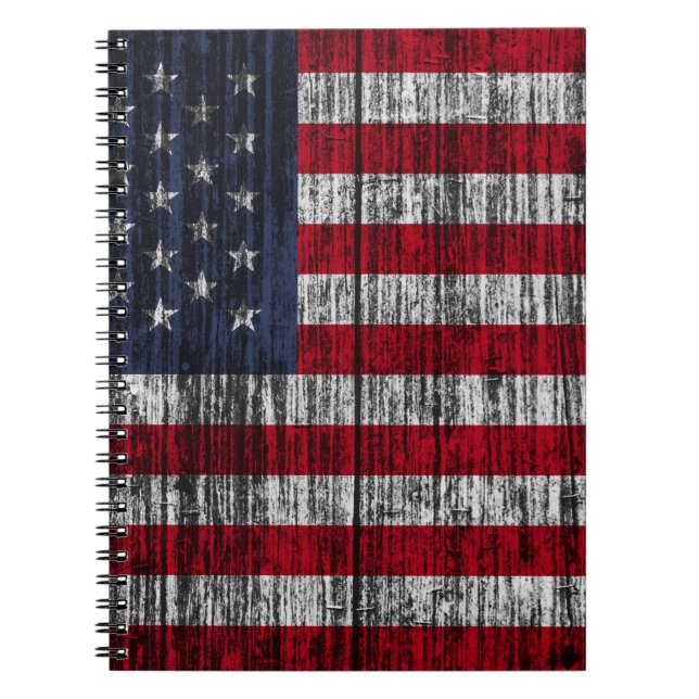 Cuaderno Bandera estadounidense pintada en el fondo de la c (Frente)