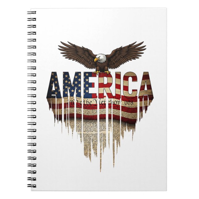 Cuaderno Bandera gruesa de Estados Unidos y águila (Frente)