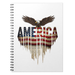 Cuaderno bandera grunge de América y águila
