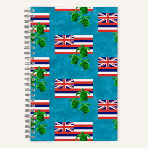 Cuaderno Bandera hawaiana y tortugas verdes