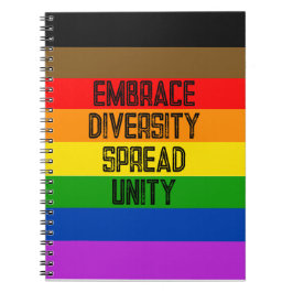 Cuaderno Bandera inclusiva del orgullo LGBTQ personalizado