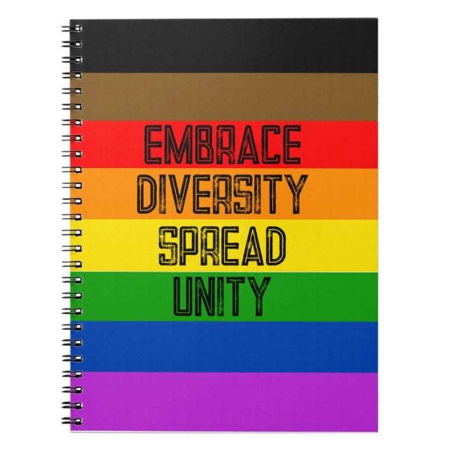 Cuaderno Bandera inclusiva del orgullo LGBTQ personalizado (Frente)