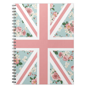 Cuaderno Bandera inglesa de Union Jack de los rosas