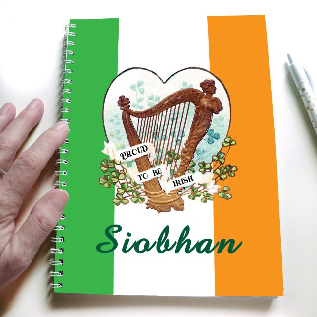Cuaderno Bandera irlandesa con arpa vintage y Personalizado (Subido por el creador)