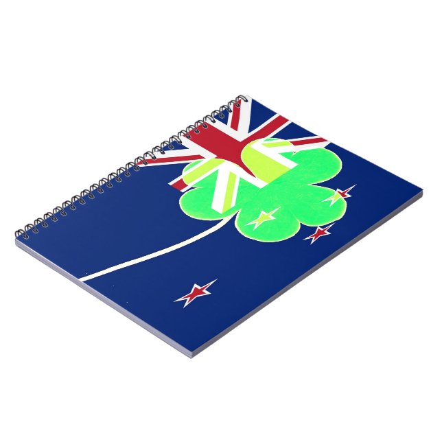 Cuaderno Bandera irlandesa de Nueva Zelanda Shamrock Clover (Lado Izquierdo)