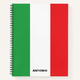 Cuaderno Bandera italiana sencilla y negrita personalizada