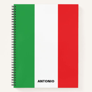 Cuaderno Bandera italiana sencilla y negrita personalizada