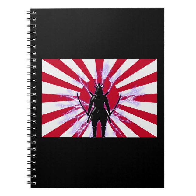 Cuaderno Bandera japonesa y creciente guerrero de Samurai (Frente)