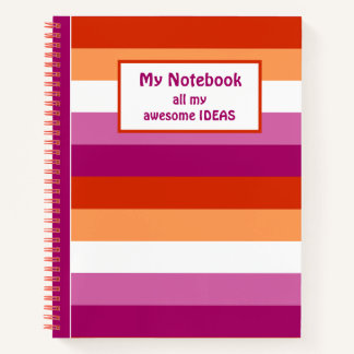 Cuaderno Bandera lesbiana LGBTQ+ Bandas para el orgullo -