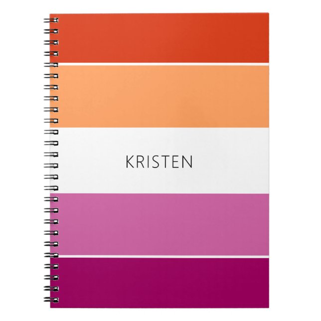 Cuaderno Bandera Lesbiana personalizado Colores De Bandas C (Frente)