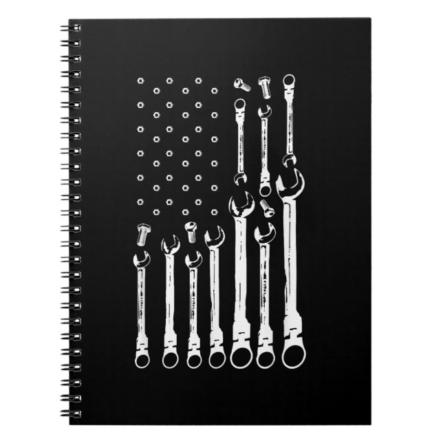 Cuaderno Bandera Mecánica Mecánica Americana Bandera Patrió (Frente)