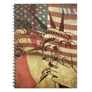 Cuaderno Bandera norteamericana gruesa: fondo texturado.