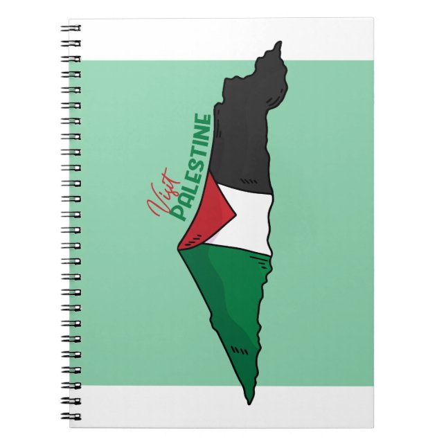 Cuaderno Bandera palestina dentro de su mapa, Visita Palest (Frente)