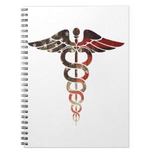 Cuaderno Bandera Patriótica Caduceus Grande Para Enfermeras