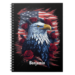 Cuaderno Bandera Patriótica Rojo Blanco Azul Águila Rosas D