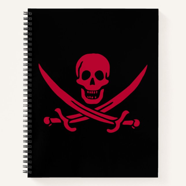 Cuaderno Bandera pirata de Calico Jack Crimson Skull & Swor (Anverso)