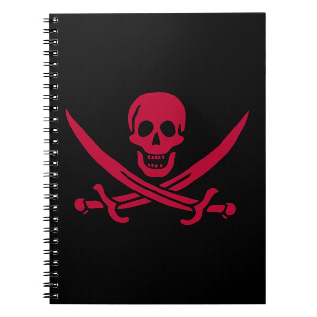 Cuaderno Bandera pirata de Calico Jack Crimson Skull & Swor (Frente)