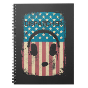 Cuaderno Bandera retro americana del operador 911 Dispatche