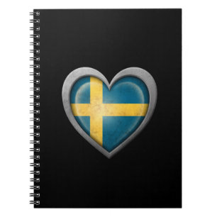 Cuaderno Bandera sueca del corazón con efecto metalizado