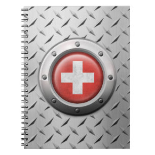 Cuaderno Bandera suiza industrial con el gráfico de acero
