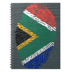 Cuaderno Bandera surafricana de la huella dactilar del
