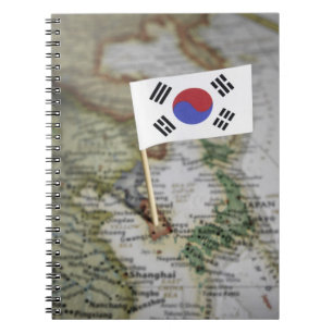 Cuaderno Bandera surcoreana en mapa