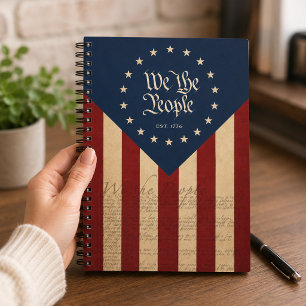 Cuaderno Bandera vintage de EE. UU. cumpleaños 250, Liberta