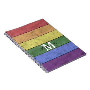 Cuaderno Bandera vintage LGBT orgullo deteriorada Monograma