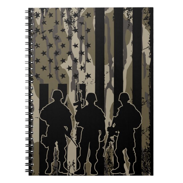 Cuaderno Bandera y soldados norteamericanos de Camo Bottoml (Frente)