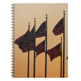 Cuaderno Banderas al atardecer Patriótico Americano USA