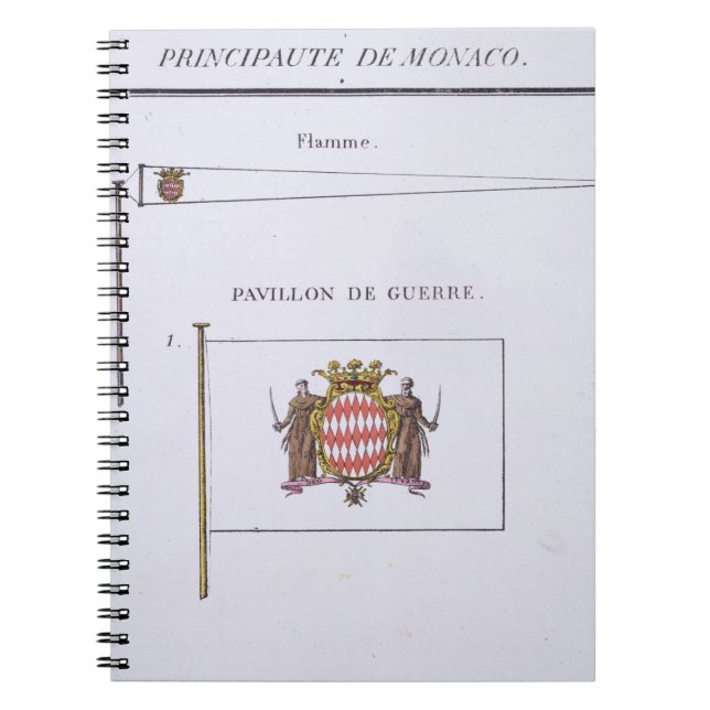 Cuaderno Banderas de Mónaco, de un libro francés de (Frente)