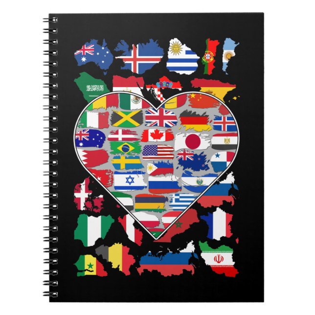 Cuaderno Banderas del corazón del país que viaja en el mund (Frente)